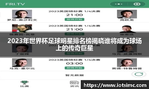 2023年世界杯足球明星排名榜揭晓谁将成为球场上的传奇巨星